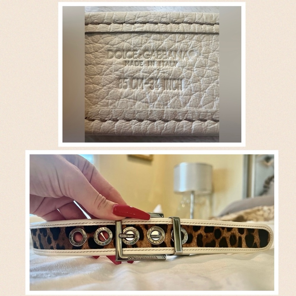 Dolce & Gabbana reversible leather belt - Leopard/White - 34 in. Authentic/Rare.